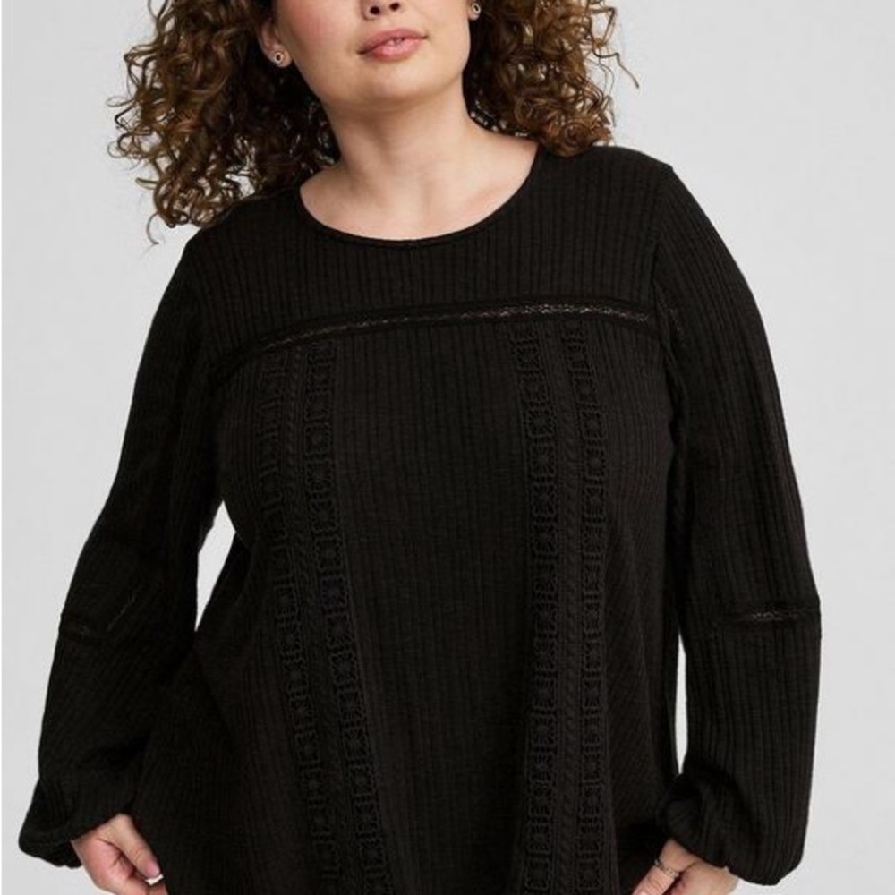 Torrid Black Ribbed Crew Neck Sweater NWT - Picture 2 of 5